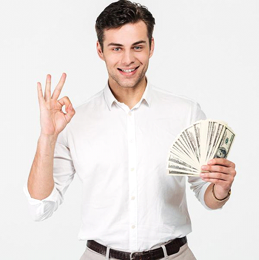 happy person with cash in hand