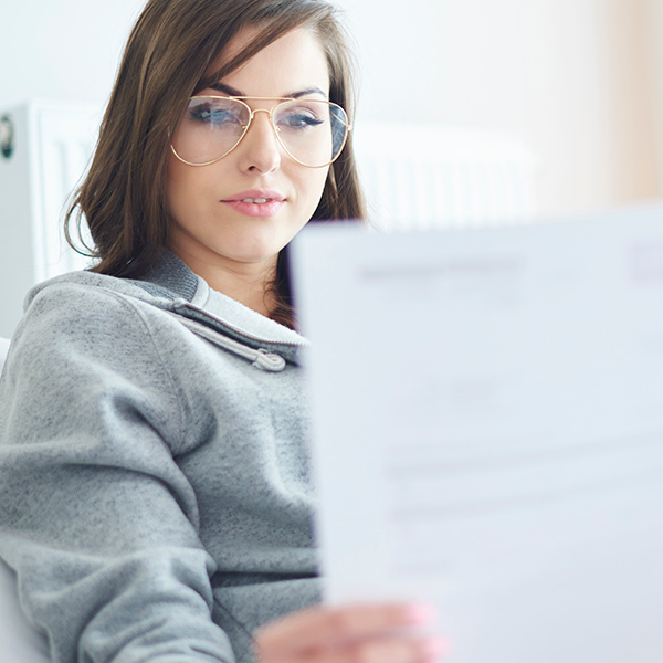 woman looking at accounts